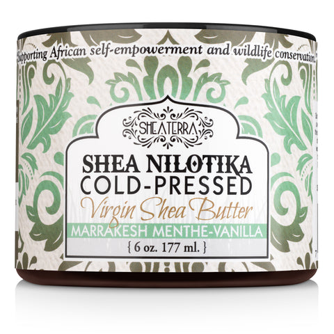 Shea Nilotik' Cold-Pressed Virgin Shea Butter MARRAKESH MENTHE VANILLA (6 oz.)